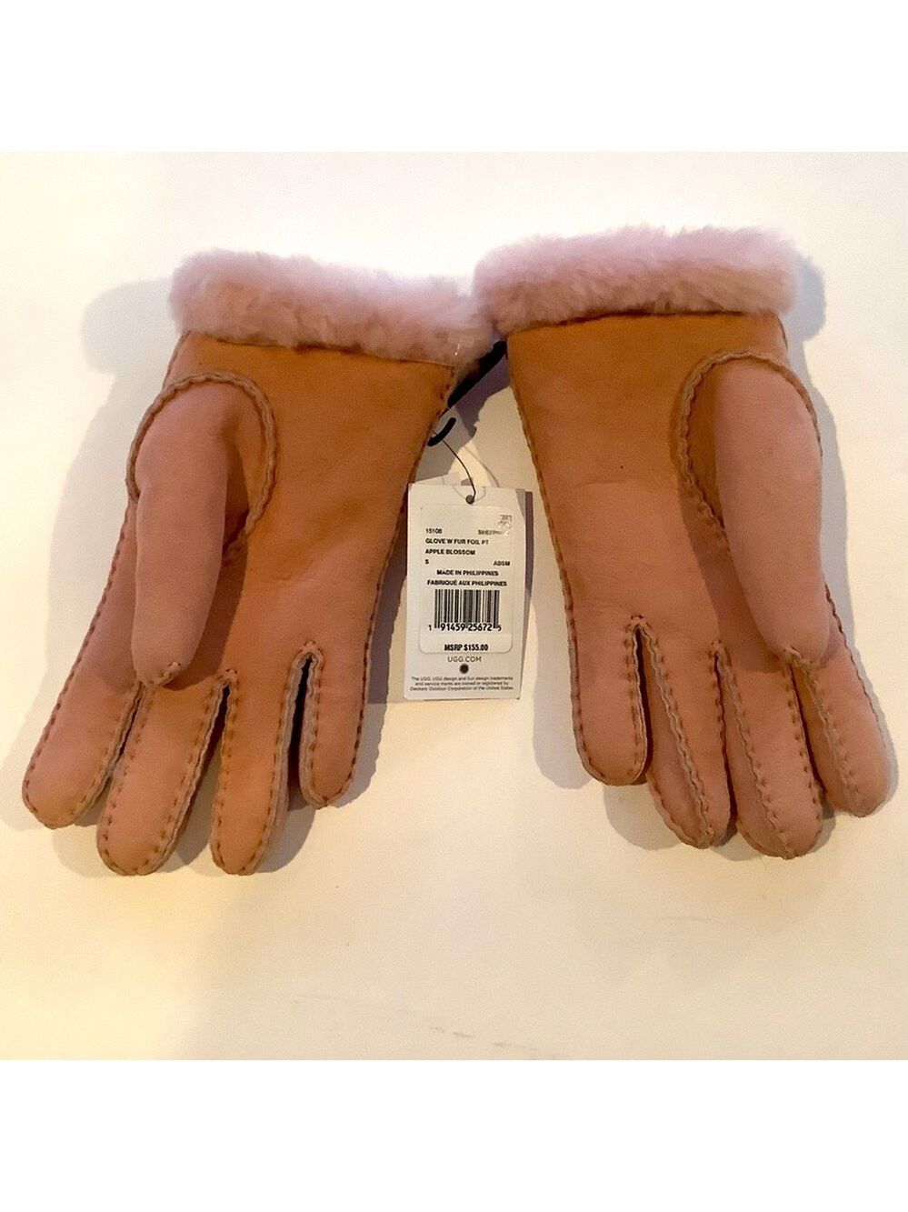 UGG Genuine Suede & Sheepskin Shearling Gloves Small New - Picture 2 of 3